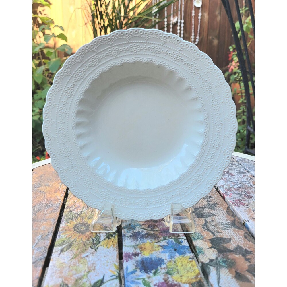 Antique Spode’s Jewel Rim Soup Bowl - Copeland England - All Cream Lace Pattern